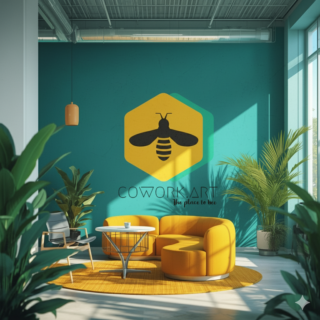 Modern coworking space with people collaborating